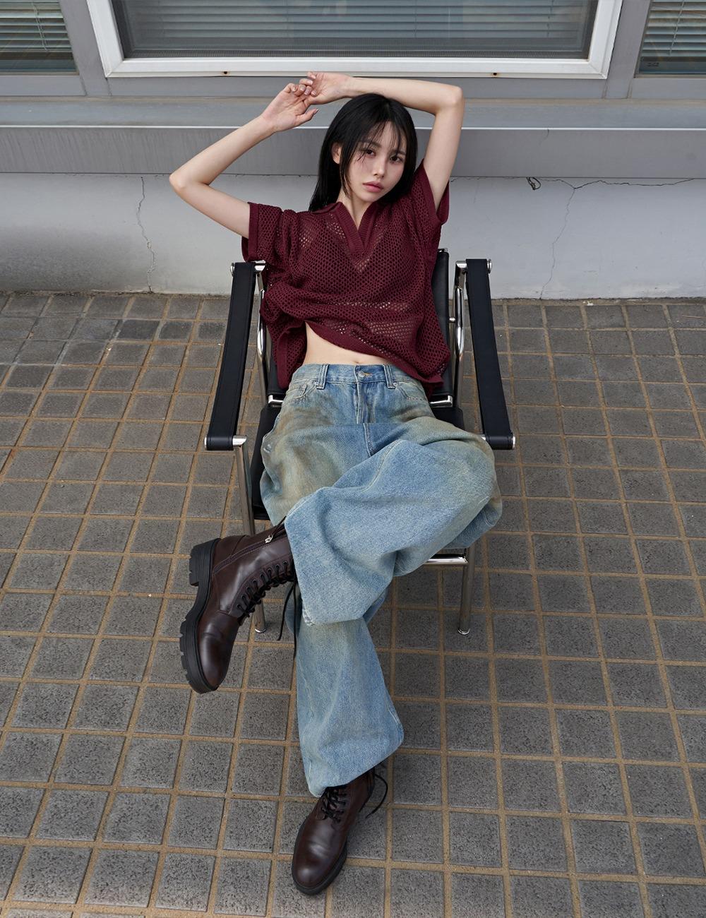 24SS 스카시 니트 카라 반팔  3color