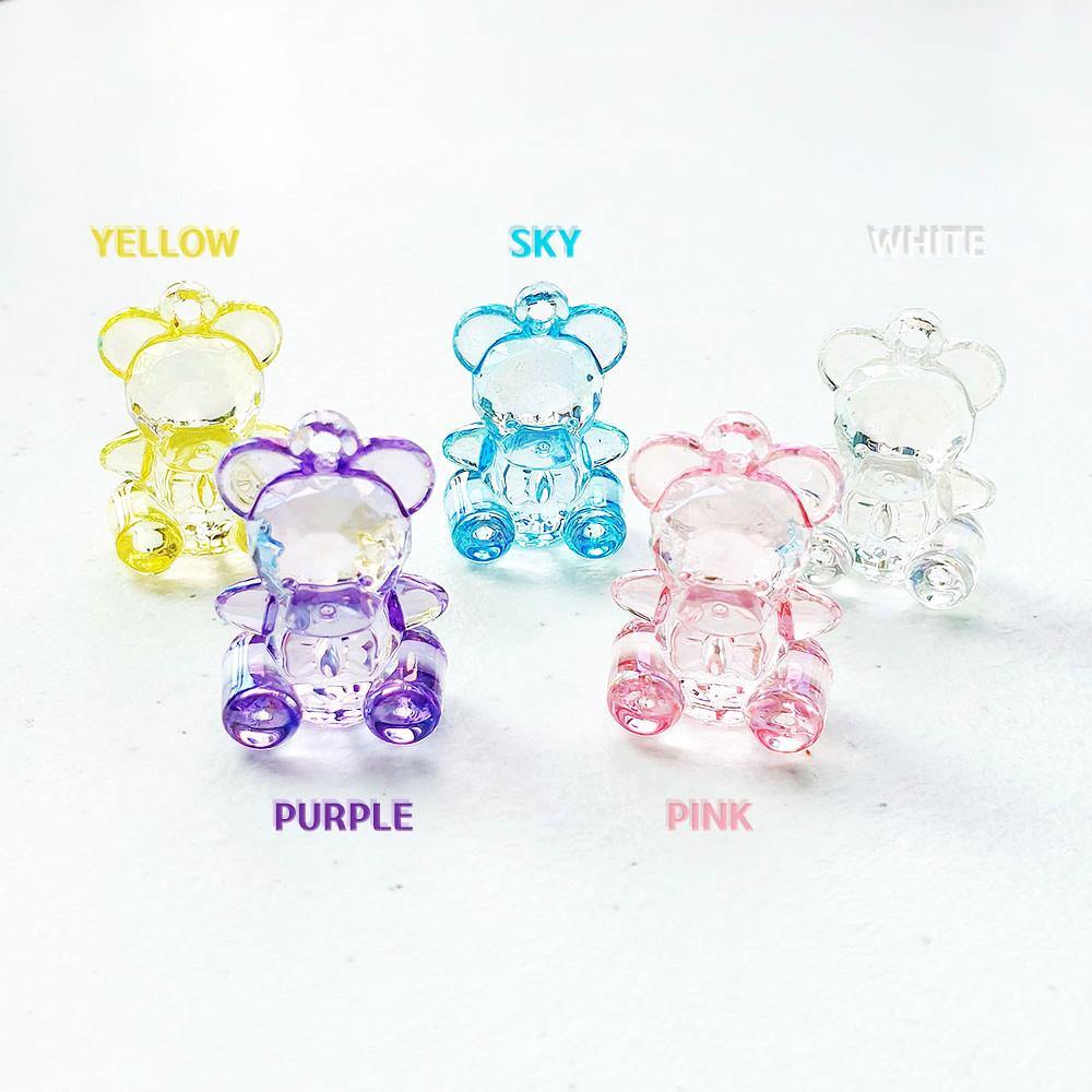 [파랑새97] 입체 투명 오로라 곰돌이 테디베어 펜던트 오로라 곰돌이 키링 악세사리