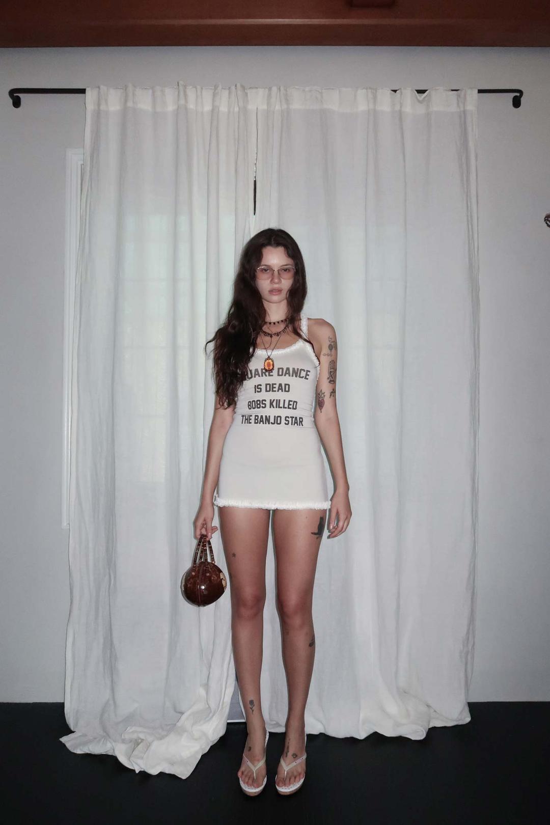 Acid Farm Mini Dress Dirty White
