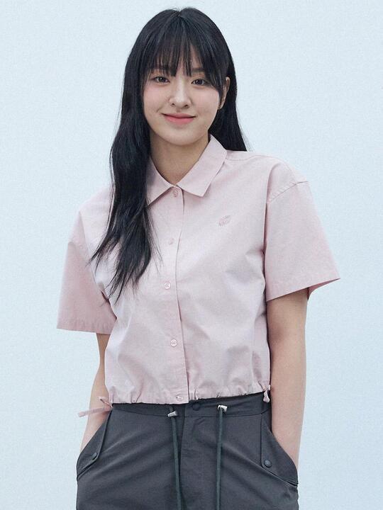 W HEM STRING COTTON SHIRT [PINK]