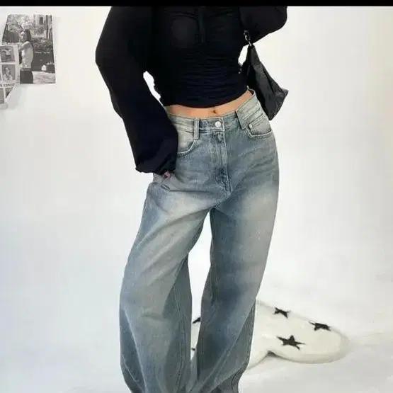 아쿠비클럽 데님 와이드 팬츠