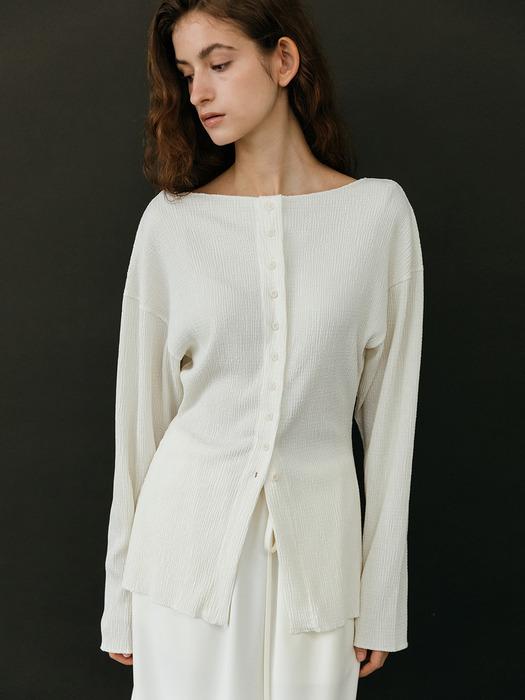 [6th]Two-Way Button Line Cardigan_ivory