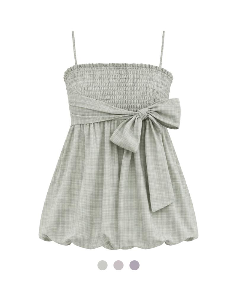 솔린 리본 체크 베이비돌 탑