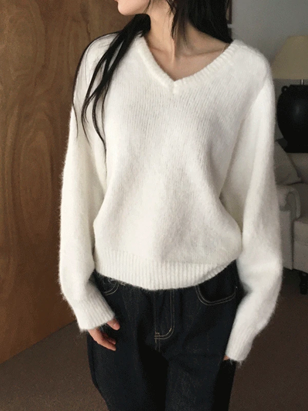 [폭닥🐻/왕도톰] 링고 브이넥 도톰 컬러 데일 니트 5color