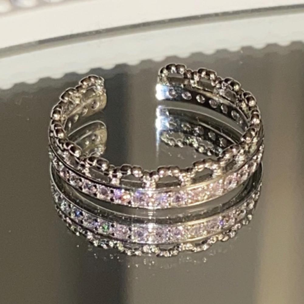 와이알유디 파스텔 핑크 하트 큐빅 호수조절 오픈링 (크라운 옵션)