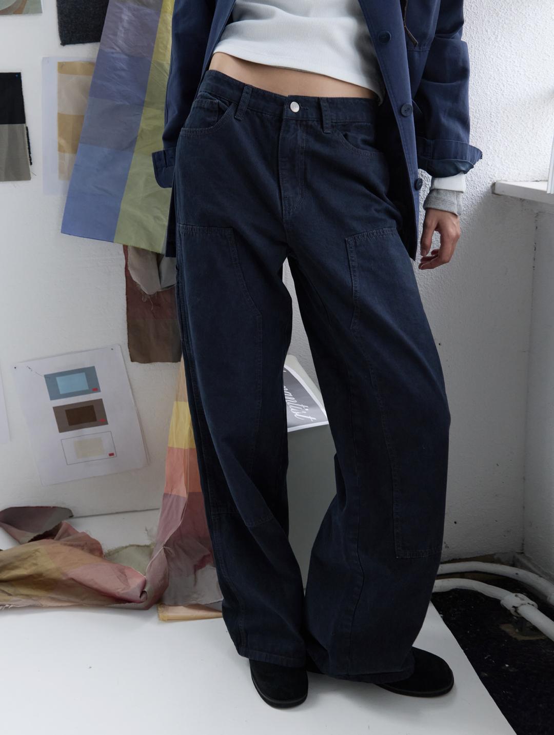 [2nd] Girls pocket pants (washing navy)