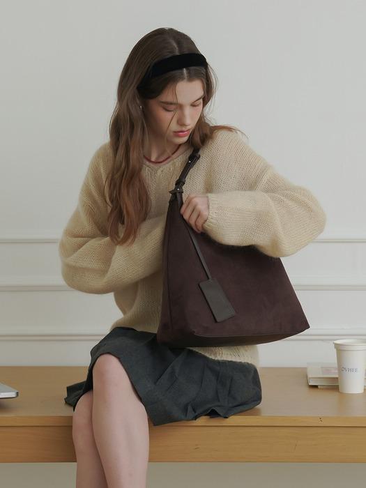 플럼 스웨이드 호보백 Flume Suede Hobo Bag_Dark Brown