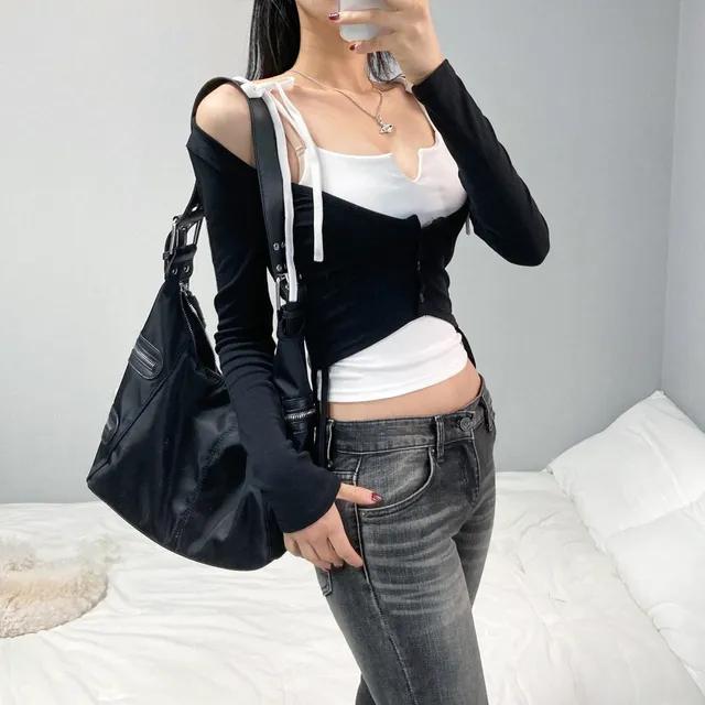 layered shirring cardigan set