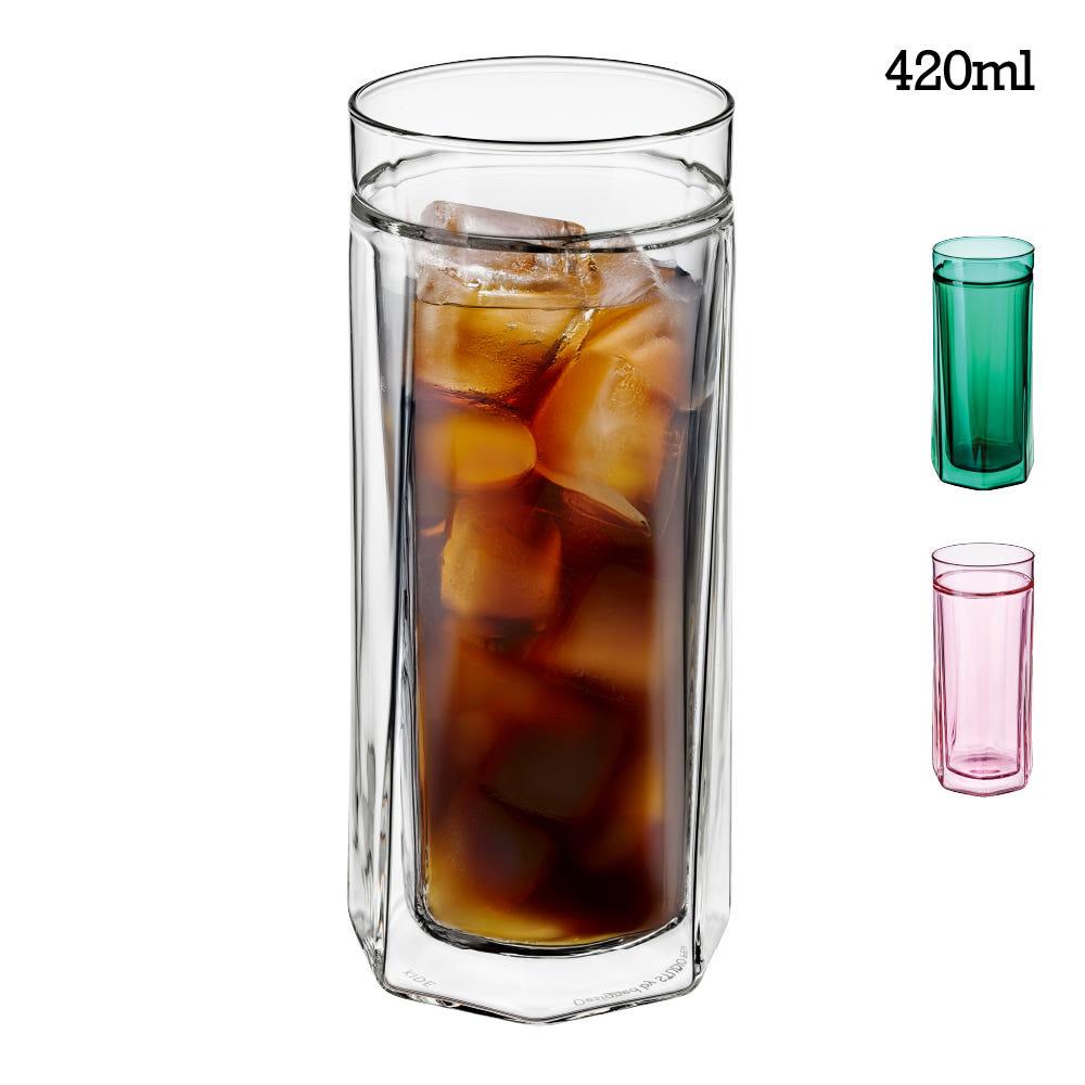 키데 글라스 더블월 결로방지 이중 내열 잔 유리컵 420ml, 1개, 크리스탈 클리어 