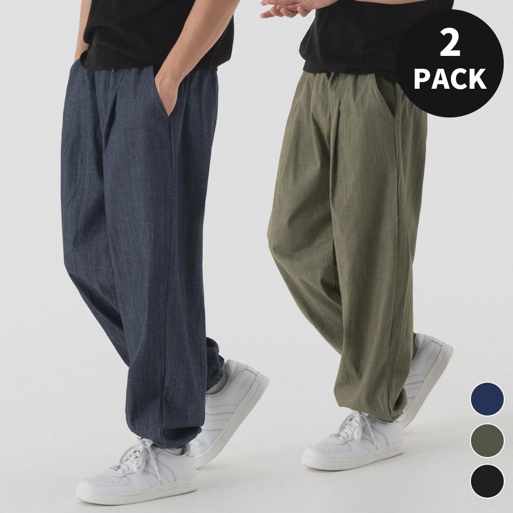 [2 PACK] 데님 라이크 원 턱 조거 팬츠 (3color)