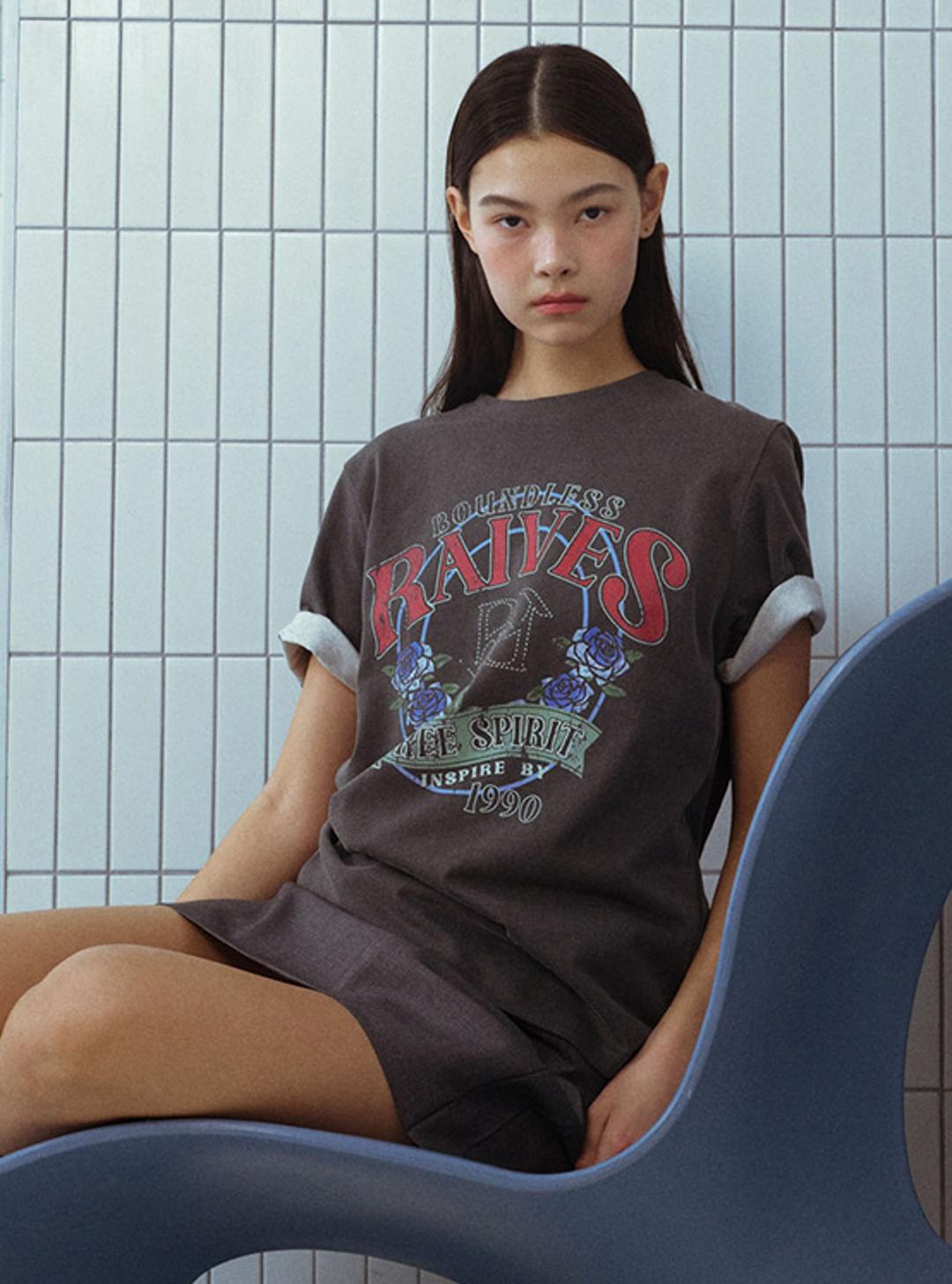 Vintage Rose Graphic T-shirt in D/Grey VW4SE027-13