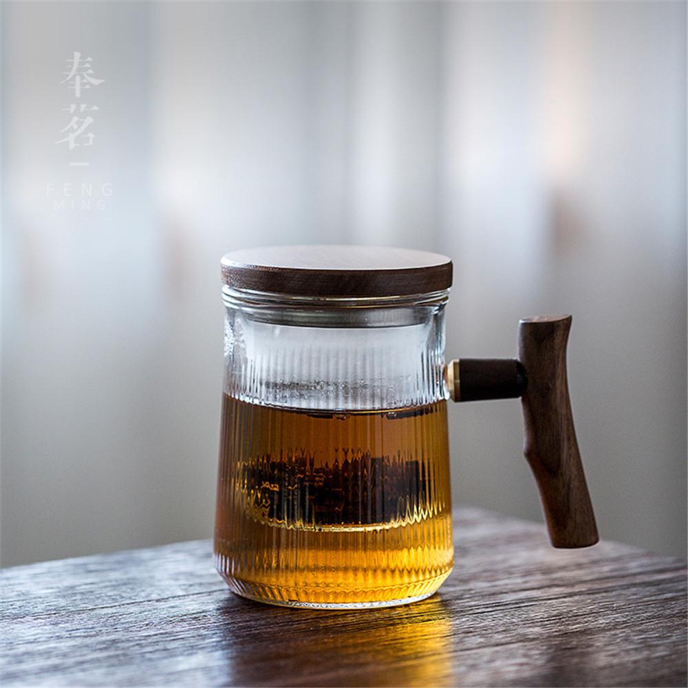 [티컵] 【다도코리아】 우드손잡이 사무실용 티컵 호두나무 티머그컵