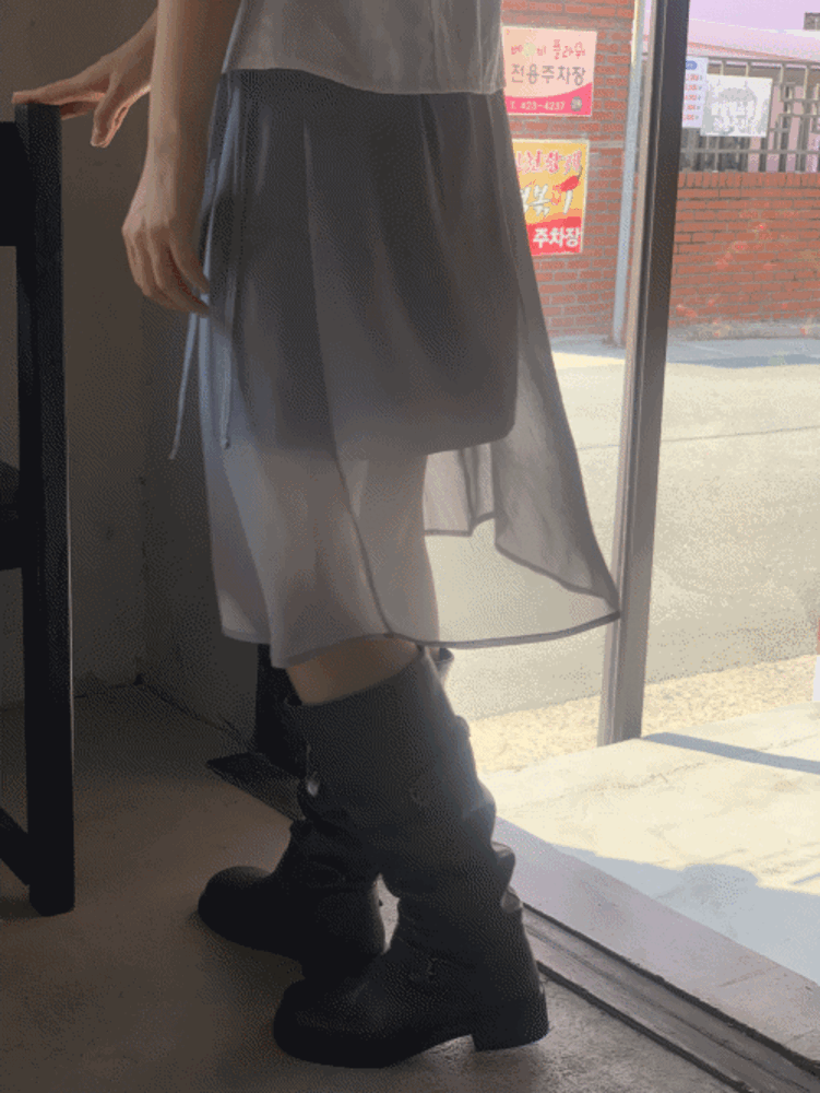 시스루 쉬폰 스커트