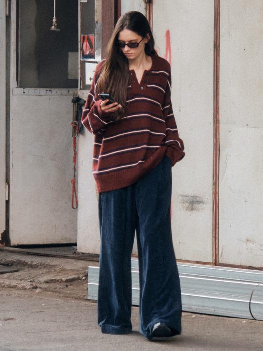 Wool Mohair Stripe Long Sleeve Knit_CTK235(4color)