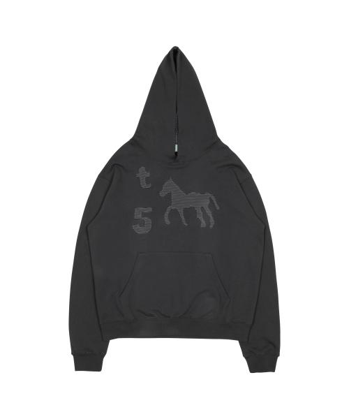 TCM stripe horse hoodie (charcoal)