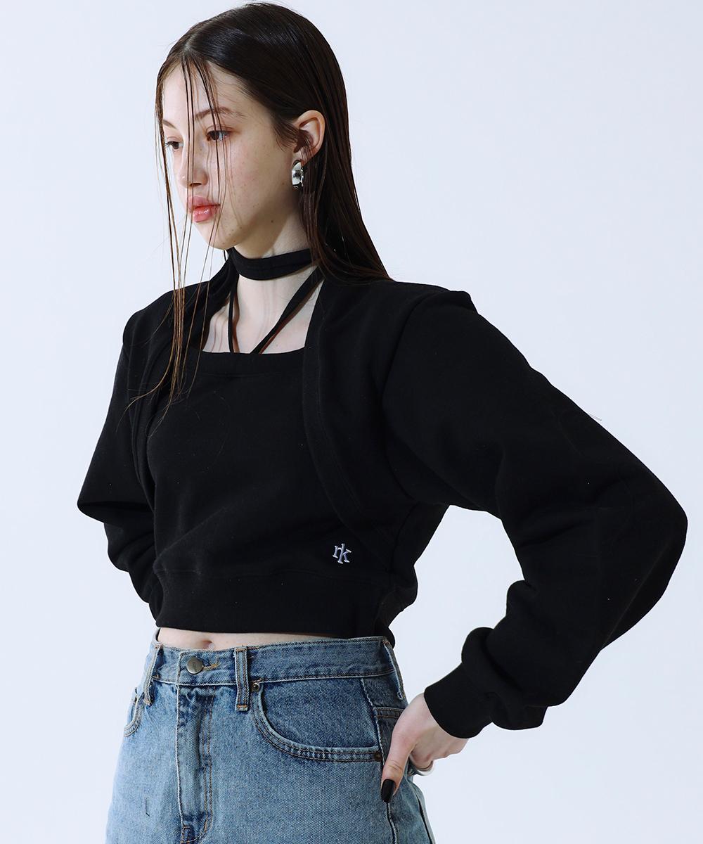 [10/14 예약배송] Bolero Layered Sweat_Black