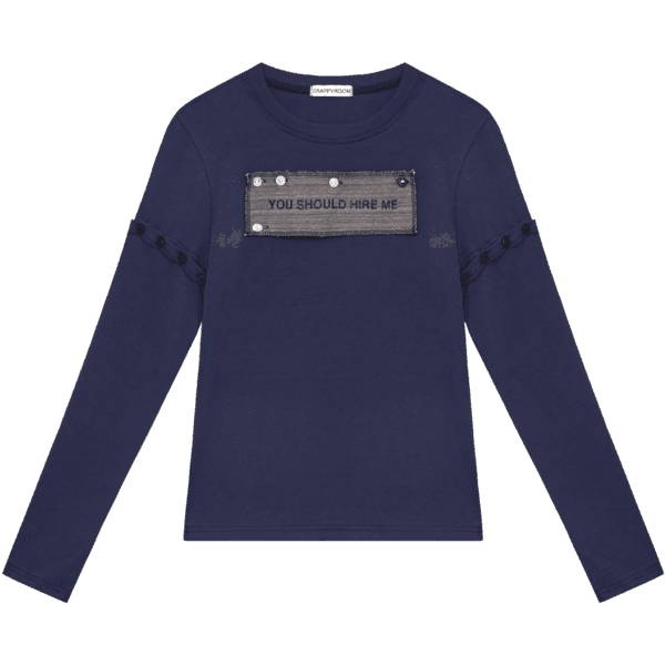 "HIRE ME" CONVERTIBLE LONG SLEEVE (NAVY)