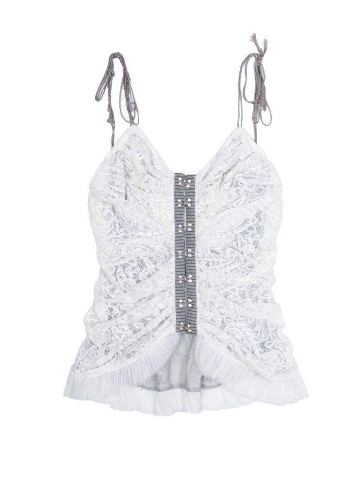 Ruffled Lace Halter Backless Slim Top【s0000012650】