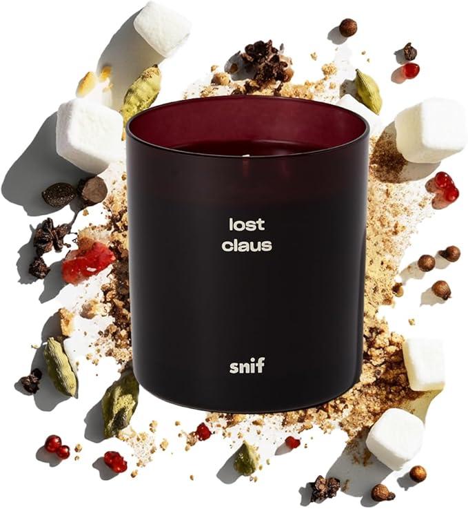 Lost Claus Scented Holiday Candle by Snif, Spicy, Gourmand, Woody Scent, 50+ Hours, 100% Cotton Fiber Wicks, Soy Wax Blend, Non-Toxic, Vegan, 8.5oz