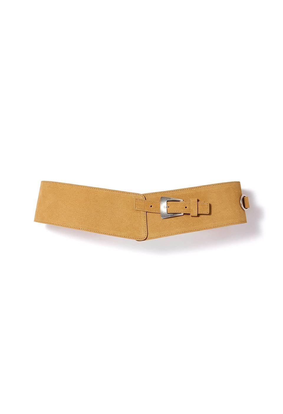 WIDE SUEDE LEATHER BELT, BEIGE
