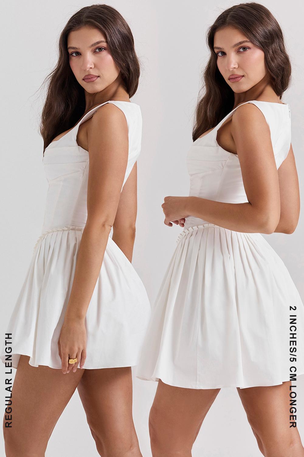 White Pleated Mini Dress