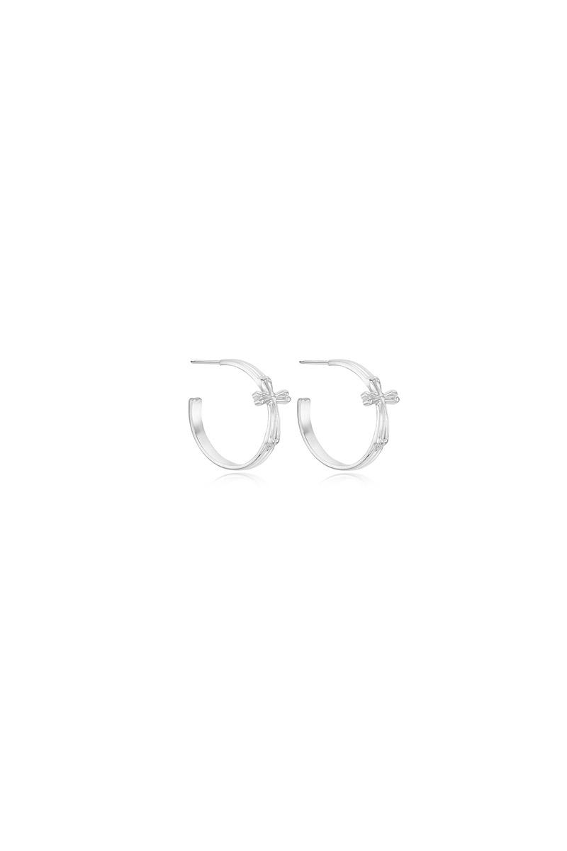 SHINE CROSS HOOP EARRINGS (S)