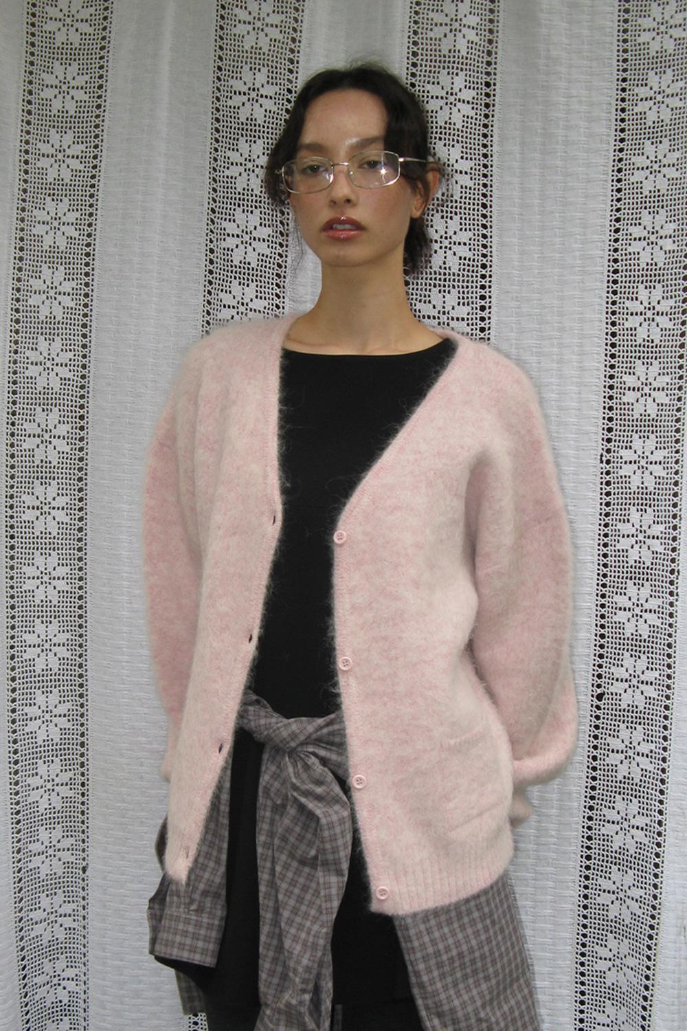 Milky angora cardigan_baby pink