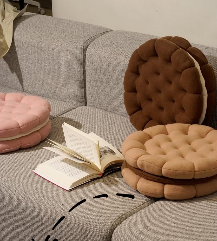 헤이유드 비스킷 등쿠션(3color)  쿠키 원형 사무실 등받이