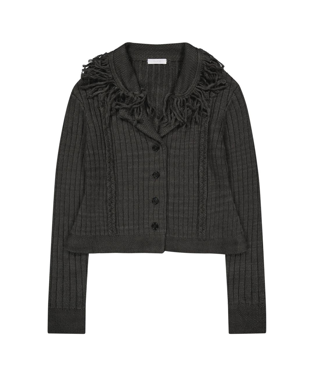 *Preview, 9/23 Open* Tassel Collar Knit Cardigan / Charcoal