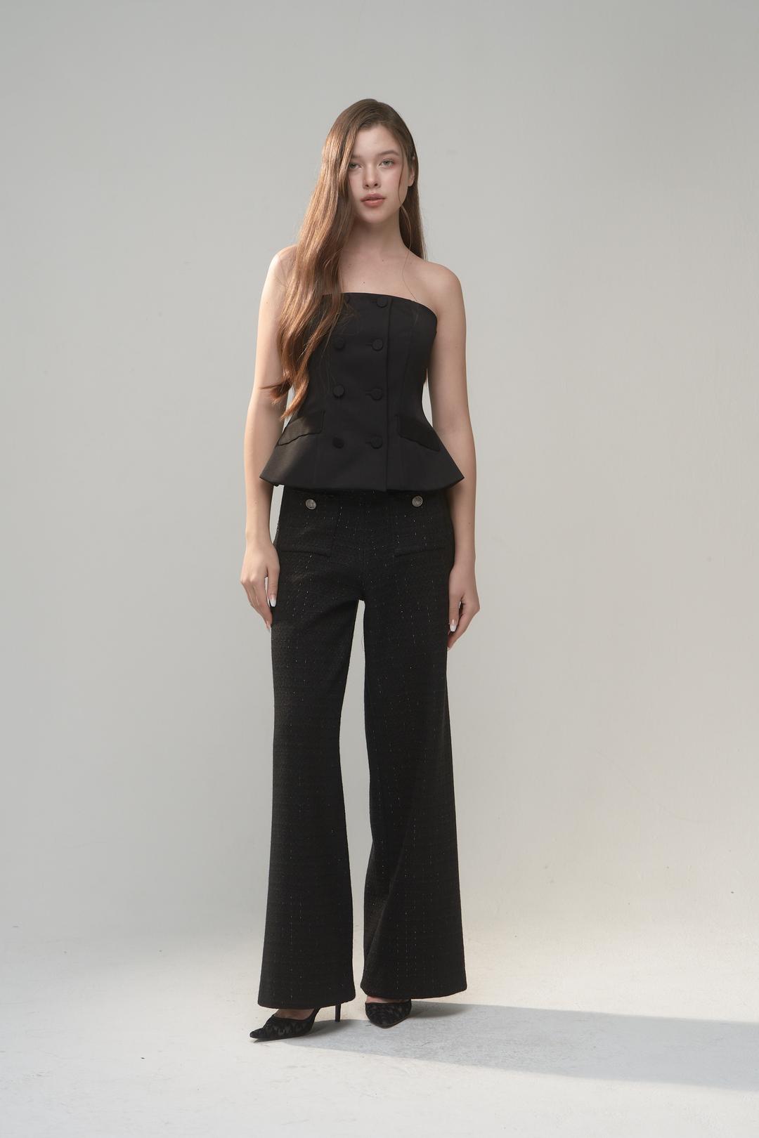[4TH]  Louis Wool Tweed Tailored Long Pants  - CLASSIC BLACK