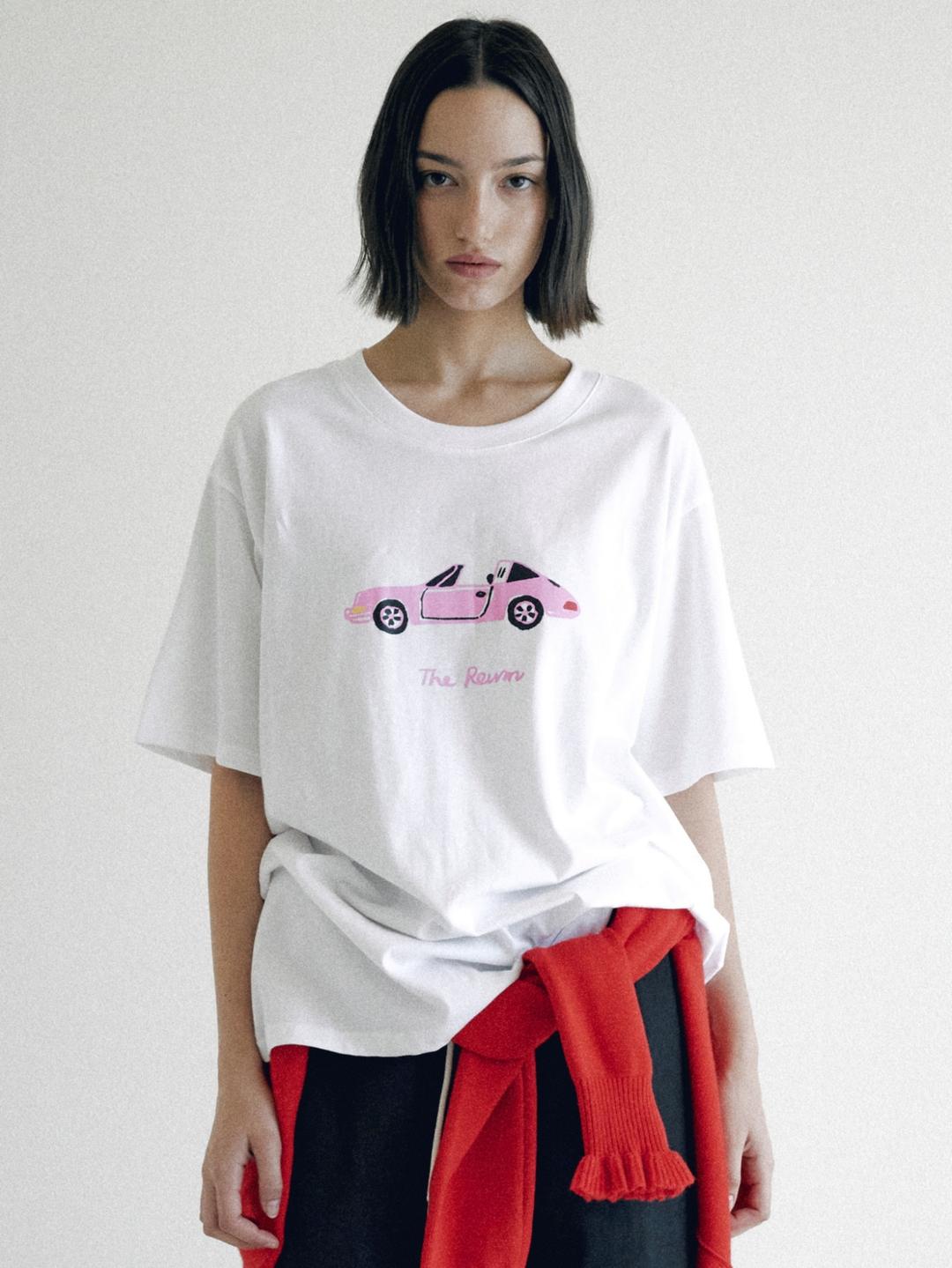 PINK SPORTS CAR OVERSIZED TEE (2 COLORS)