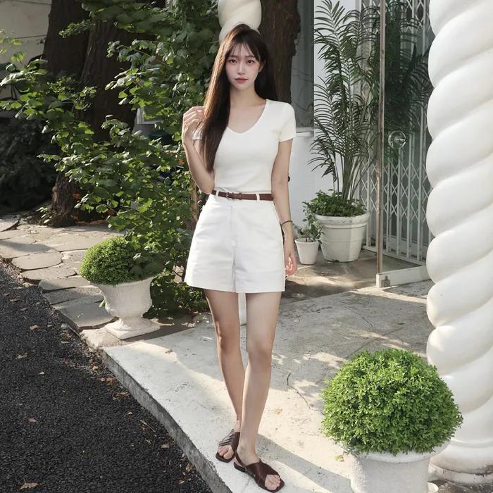 [노현주 PICK] SIPT7067 chino short pants_White