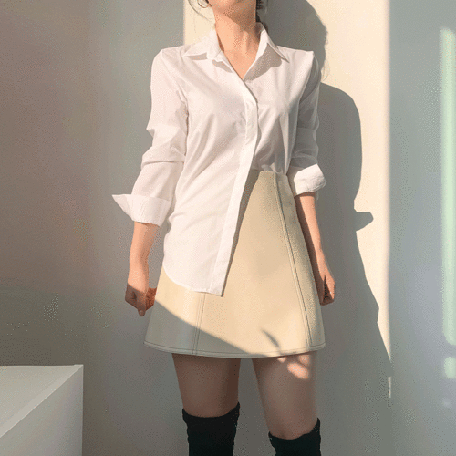 [면접룩/오피스룩]기본 슬림핏 화이트 정장 셔츠 카라 블라우스