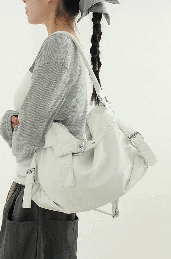 crakced leather 2way belt bag