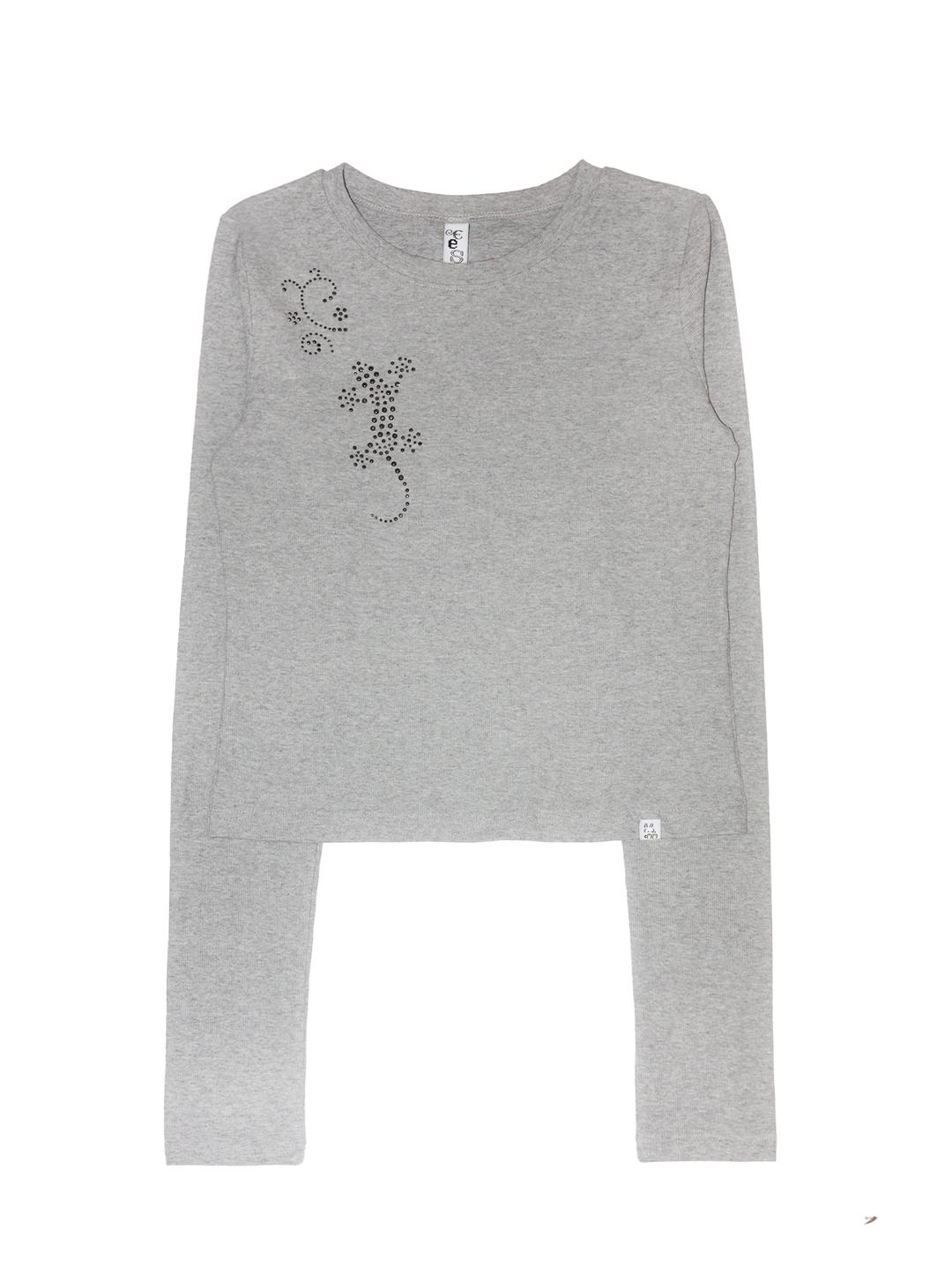 LIZARD CRYSTSL T SHIRT - GRAY
