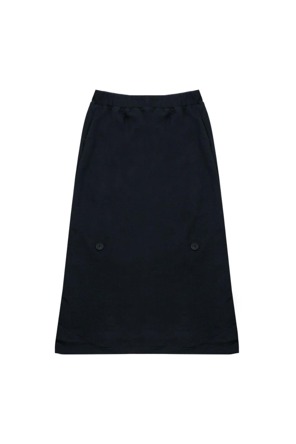 4way Button Long Skirt Navy