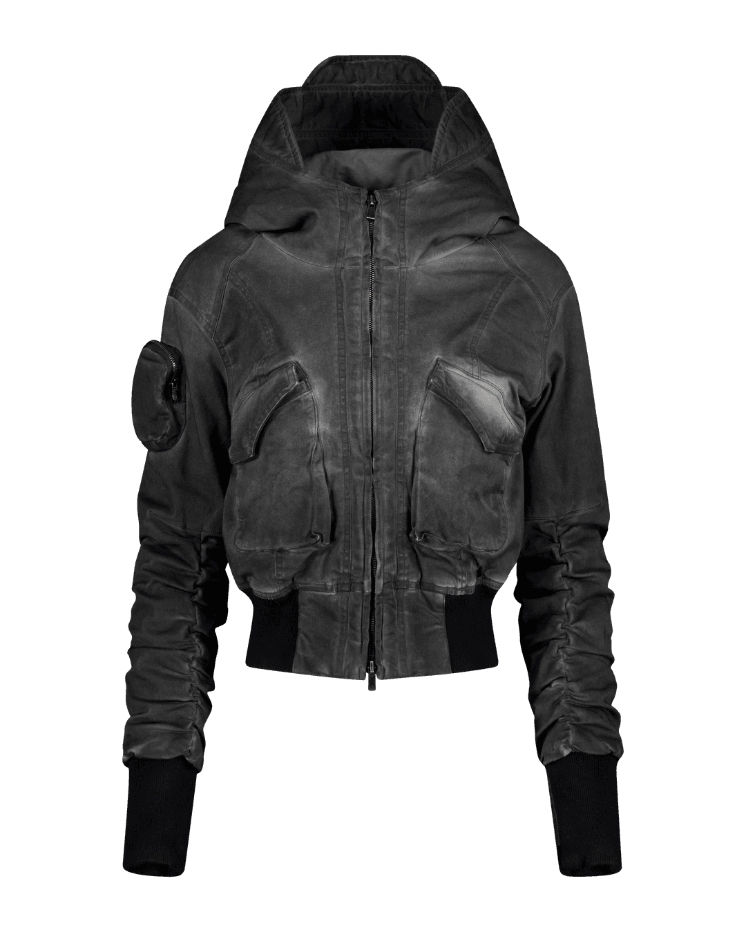 (EMMA) PADDED BOMBER JACKET - 0 / WASHED BLACK