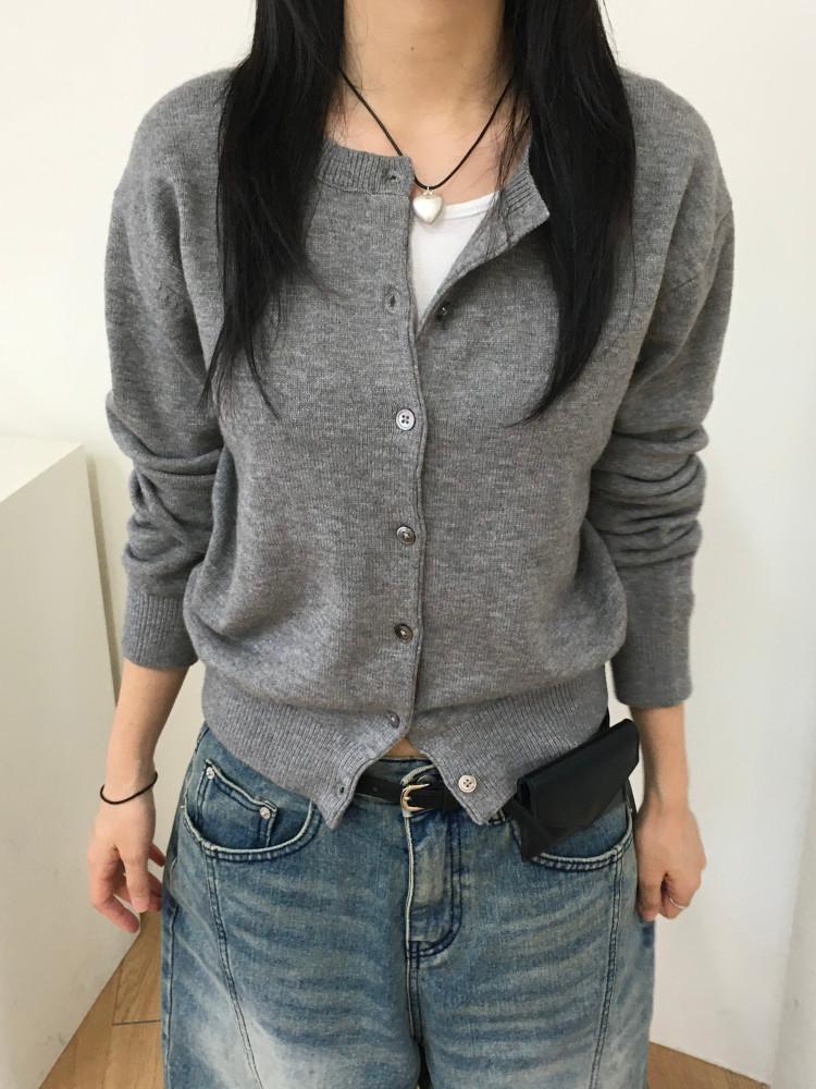 니드 버튼 라운드 가디건 (6color)