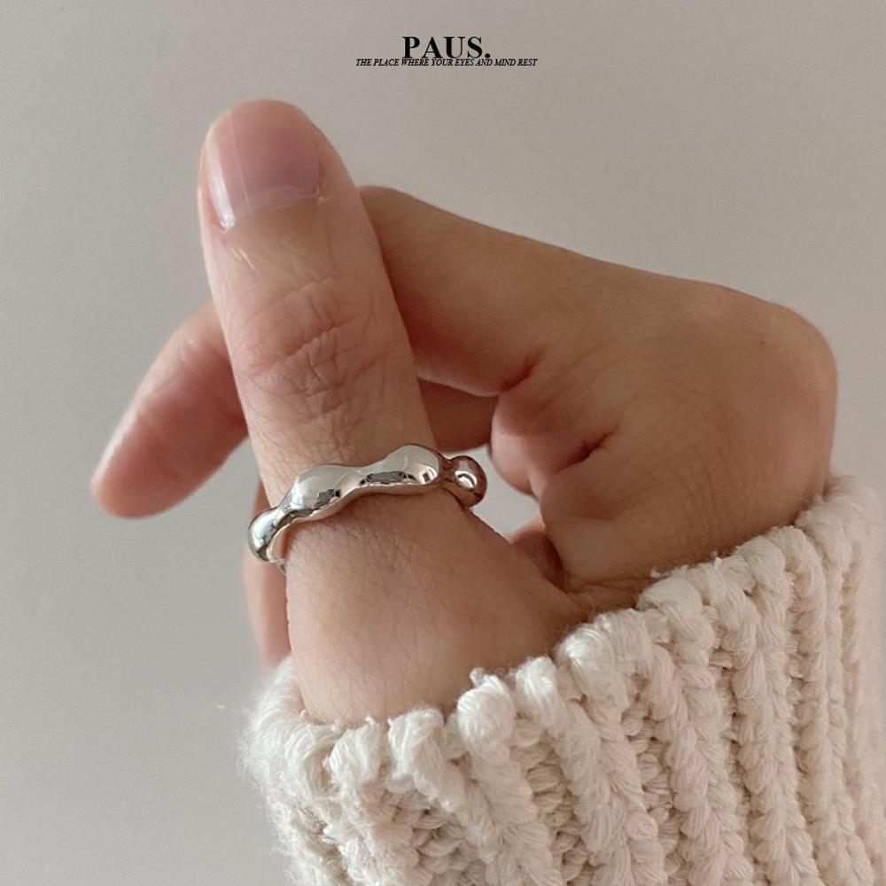 Paus.실버 925 볼드 물결 반지 엄지반지 2 colors