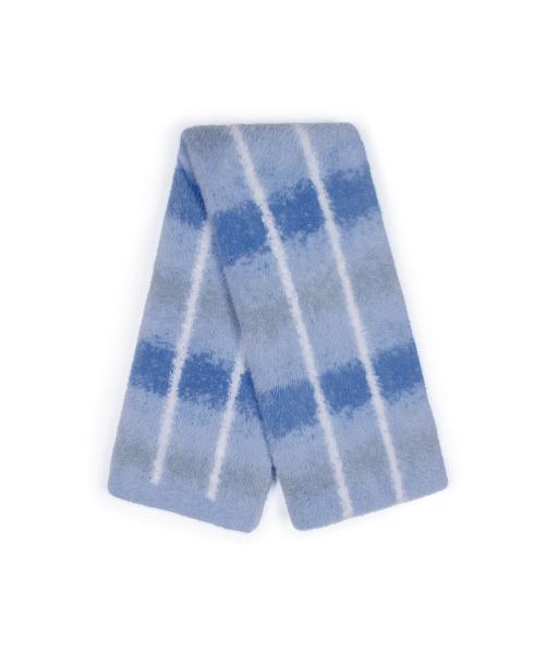 XTA056 체크 소프트 헤어리 머플러 (SKY BLUE)