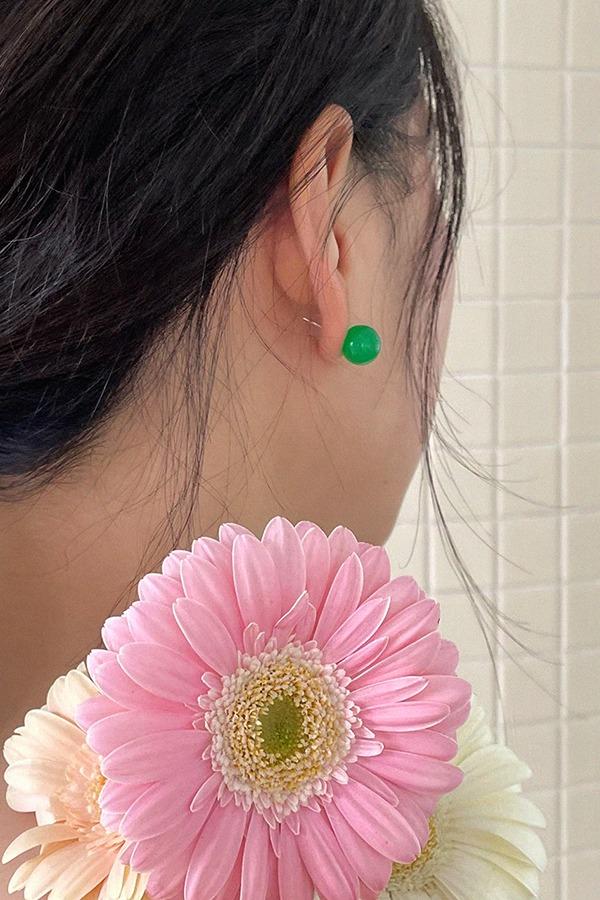 [silver925] jade gemstone earring