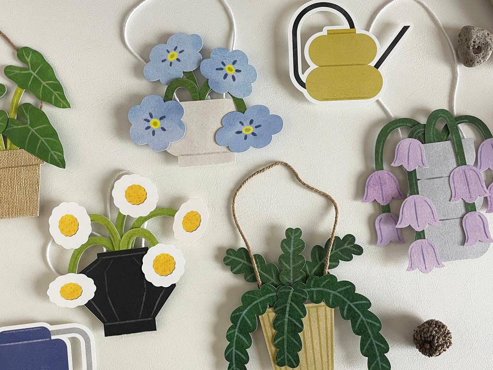 사랑스러운 나의 반려 식물 / 페이퍼 식물 화분 / 데이지 / 물망초 / 초롱꽃 / 립살리스 / 알로카시아