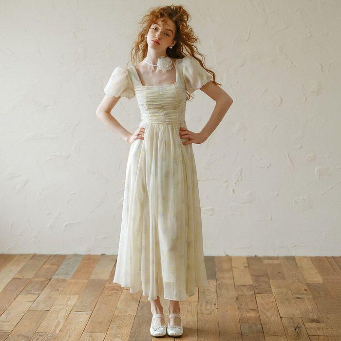 Cest_Princess floral puff sleeve dress
