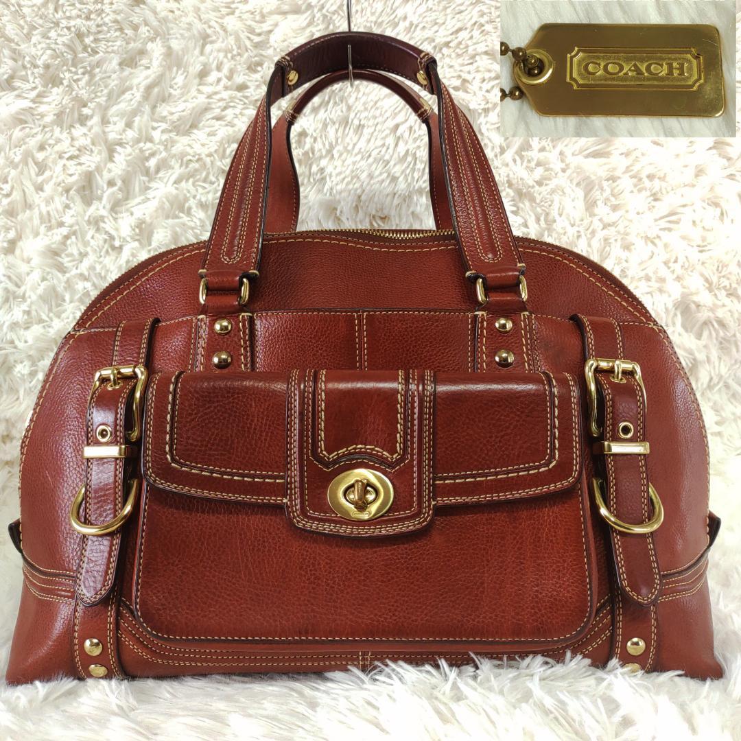 コーチ ハンドバッグ サッチェル 本革 ターンロック ヴィンテージ ボルドー