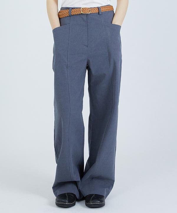 NOI883 incision banding wide pants (charcoal)