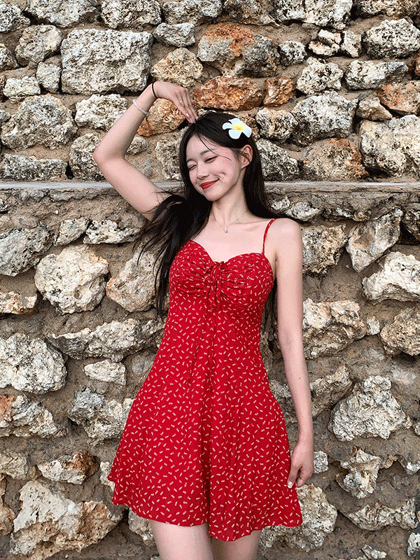 에리얼 셔링 하트넥 나시원피스 (3color)