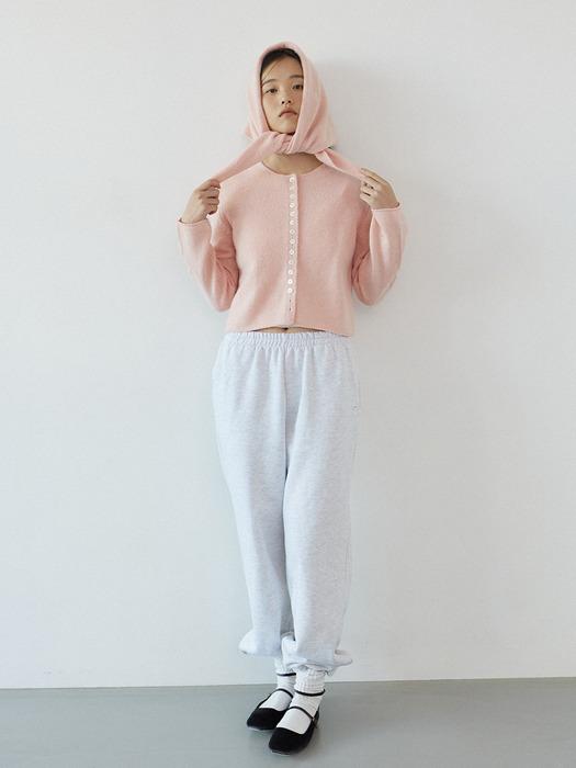 Alpaca button point cardigan_pink