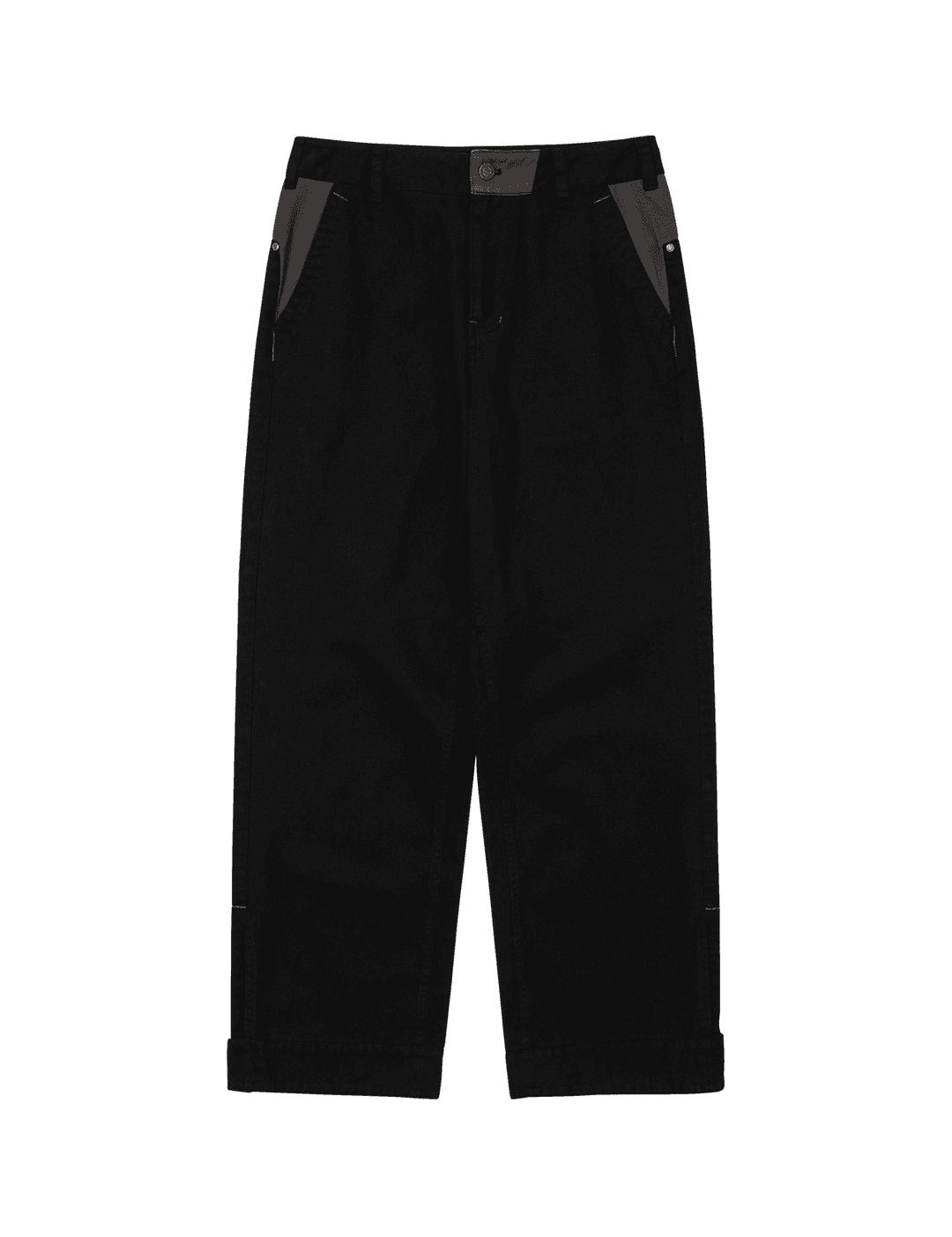 Color Blocked Wide Cotton Pants Black