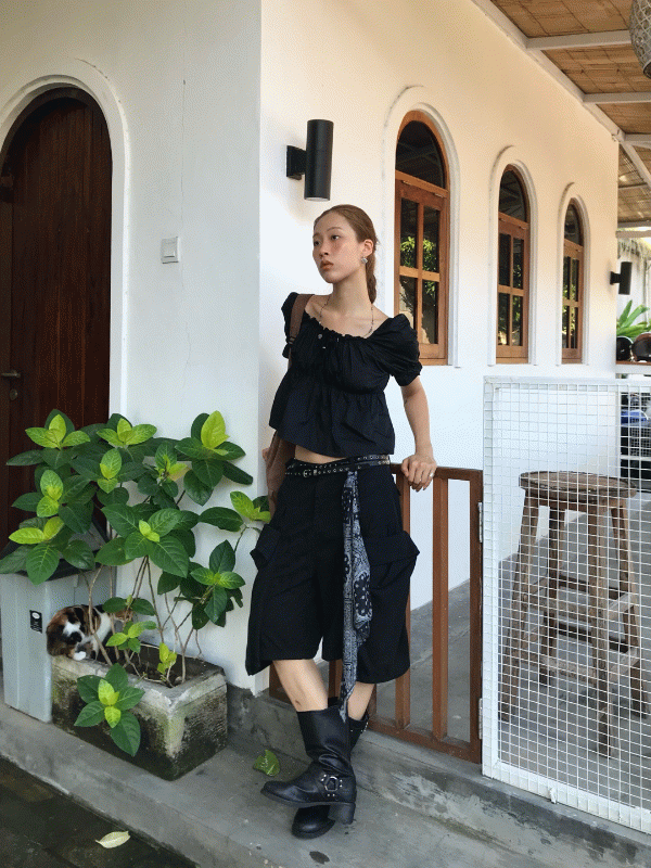 와이드 포켓 버뮤다 팬츠