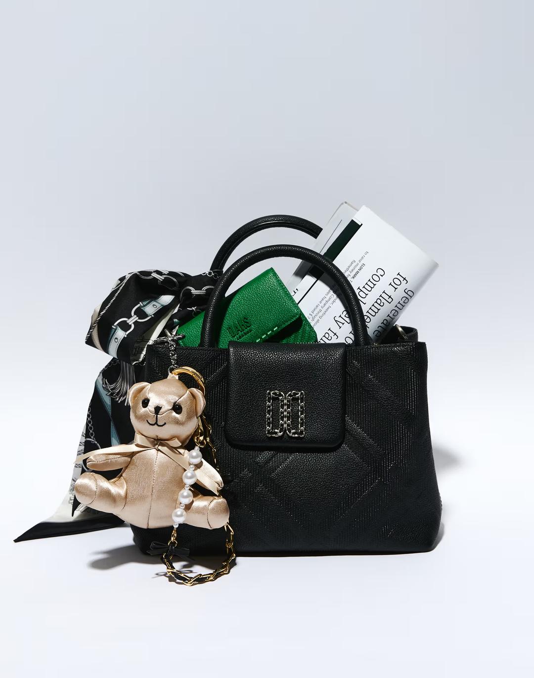 [풀패키지 동봉][DAKS GIFT] 블랙 체크경판 가죽 토트백